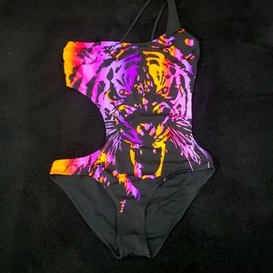 SHI 80's neon tiger one piece swimsuit